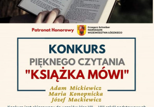 oficjalny plakat Konkursu pięknego czytania "Książka mówi"